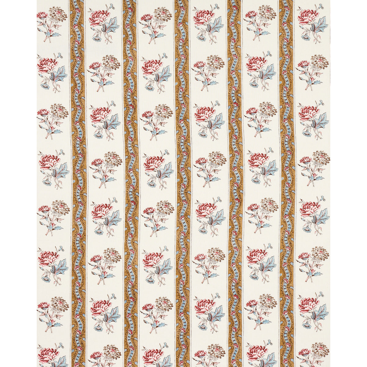 Schumacher Ariana Floral Stripe Document Fabric 180240