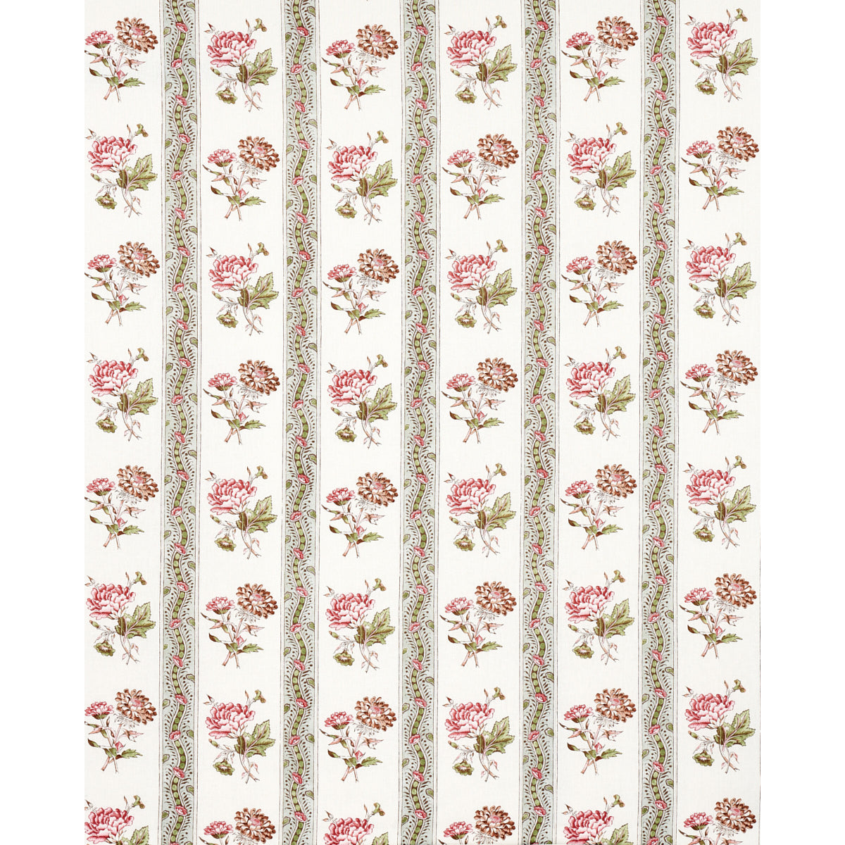 Schumacher Ariana Floral Stripe Famille Rose Fabric 180243