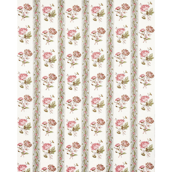 Schumacher Ariana Floral Stripe Famille Rose Fabric Sample 180243