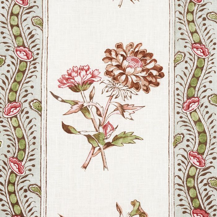 Schumacher Ariana Floral Stripe Famille Rose Fabric 180243