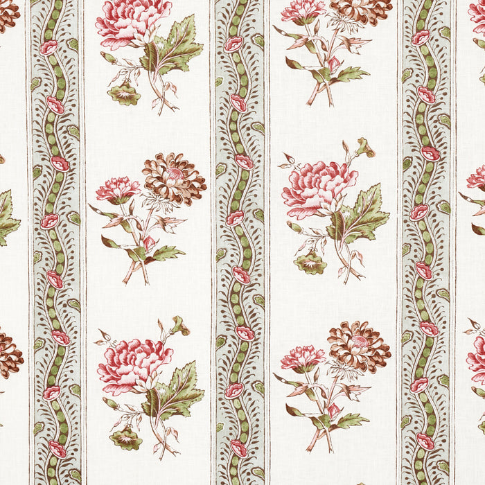 Schumacher Ariana Floral Stripe Famille Rose Fabric 180243