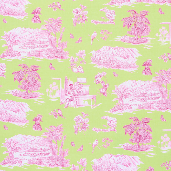 Schumacher Toussaint Toile Pink & Green Fabric 180271