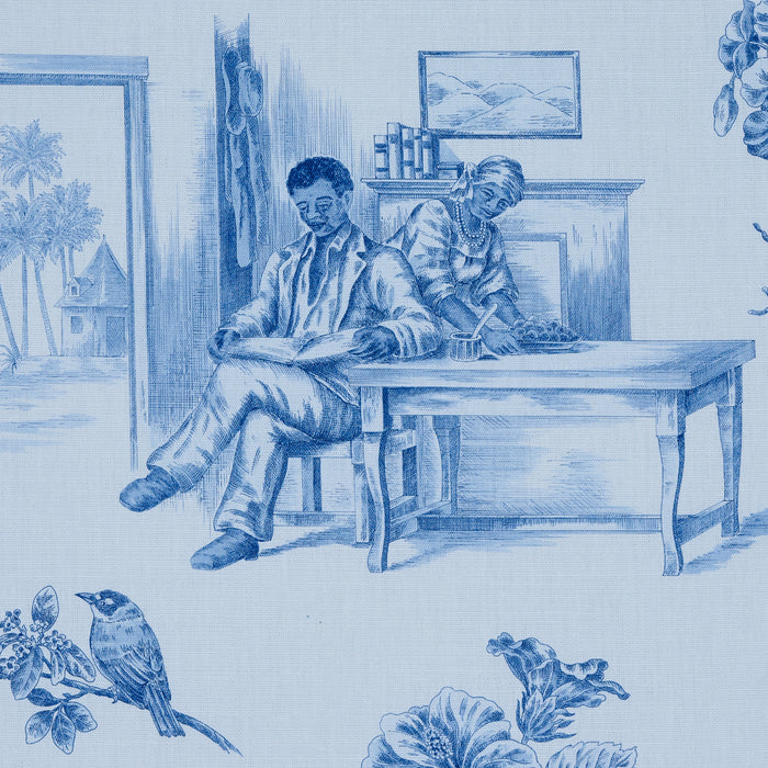 Schumacher Toussaint Toile Blue & Sky Fabric 180273