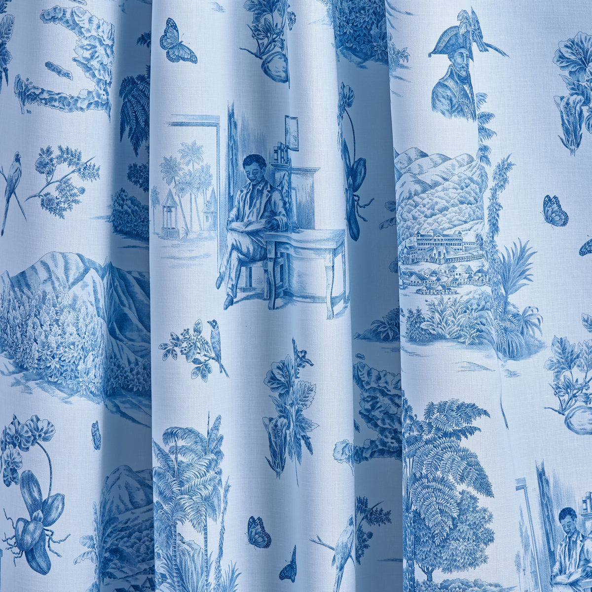 Schumacher Toussaint Toile Blue & Sky Fabric 180273