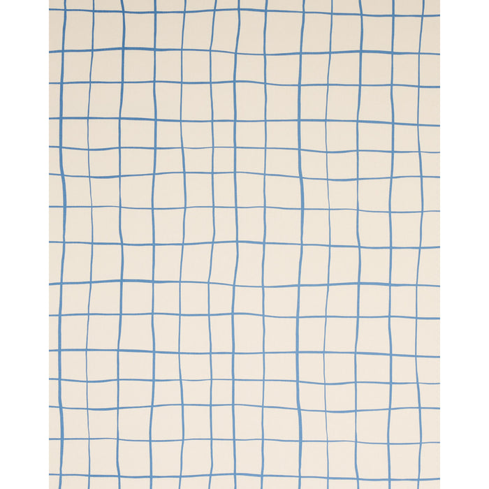 Schumacher Painterly Windowpane Blue Fabric 180292