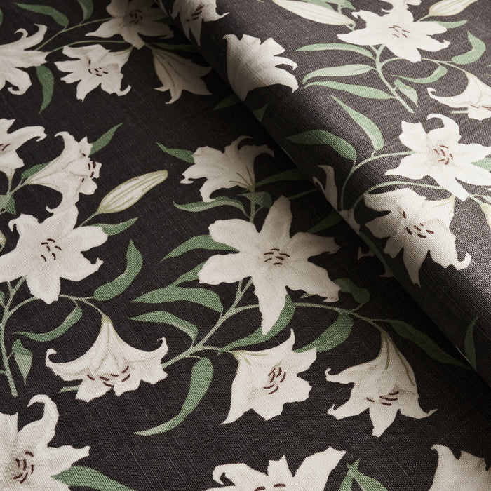 Schumacher Scattered Lilies Charcoal Fabric Sample 180302