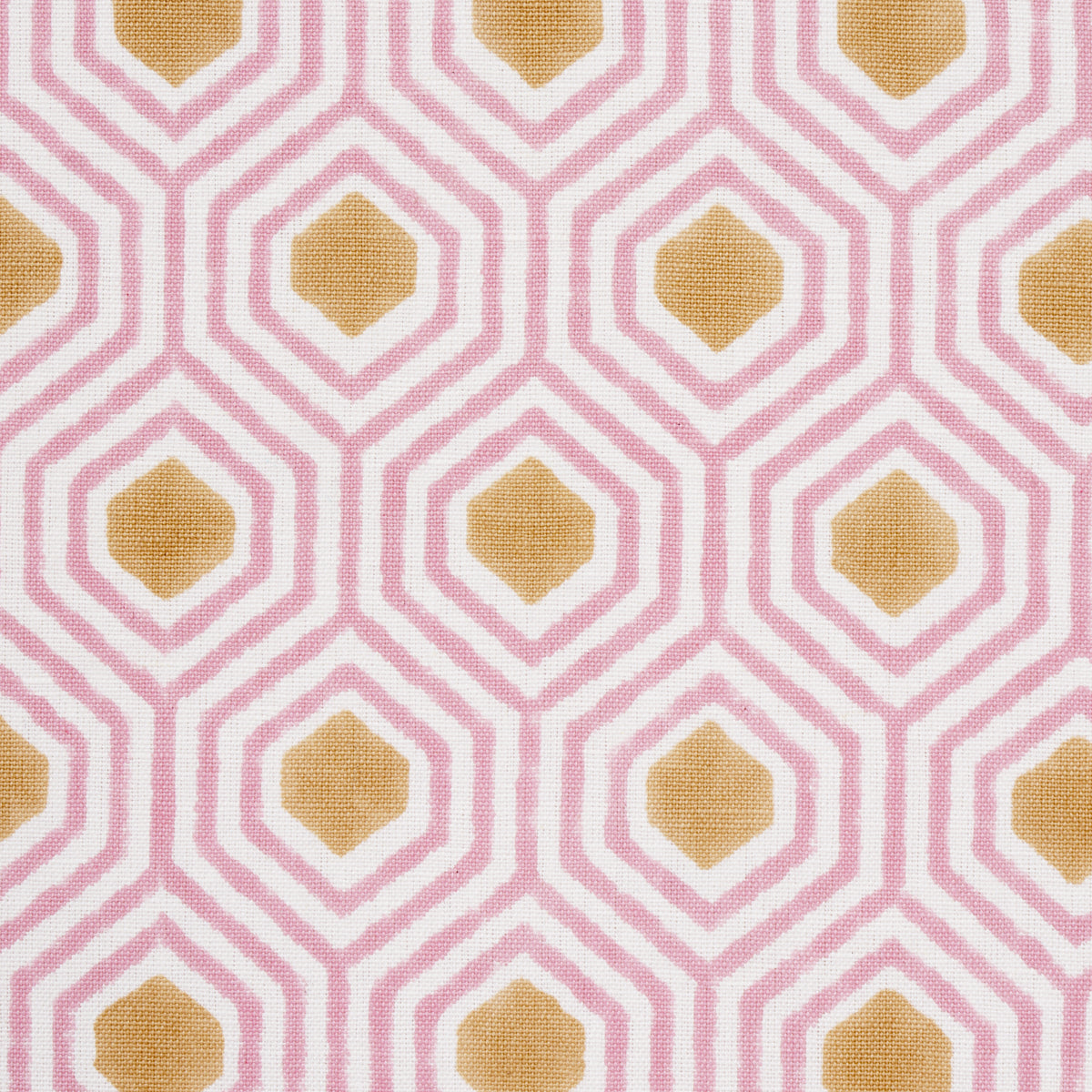 Schumacher Otis Hand Print Pink & Gold Fabric 180372