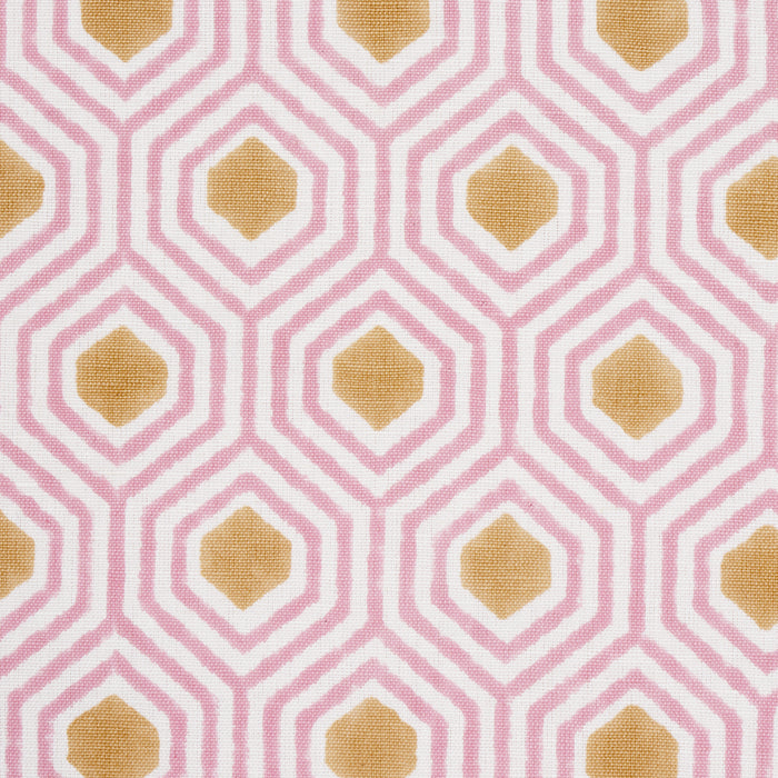 Schumacher Otis Hand Print Pink & Gold Fabric 180372