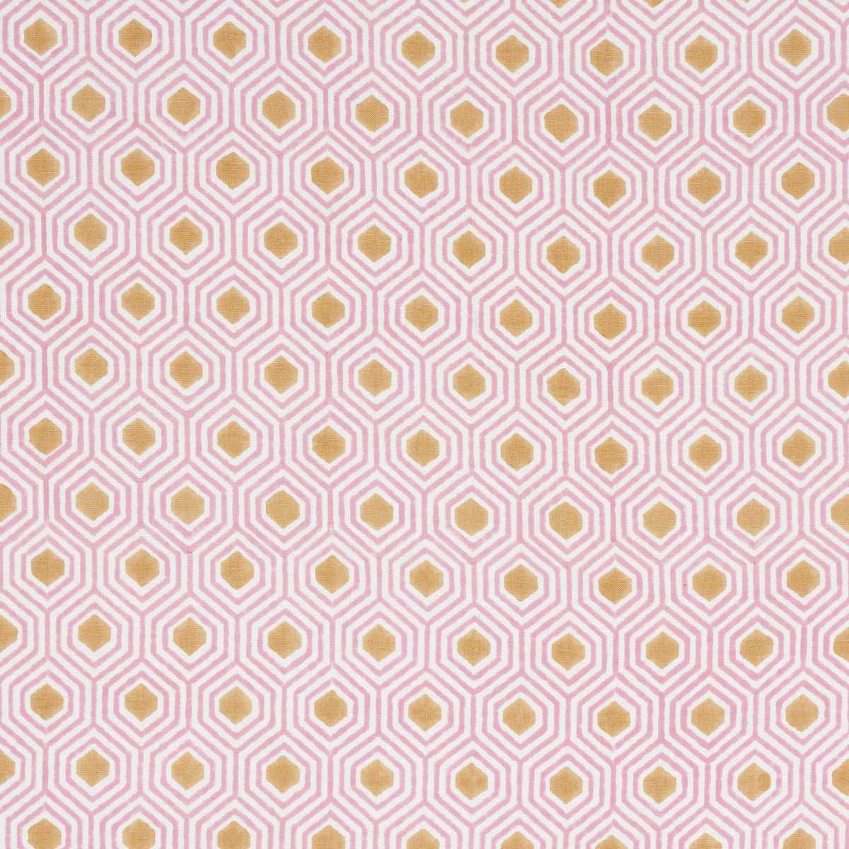 Schumacher Otis Hand Print Pink & Gold Fabric 180372