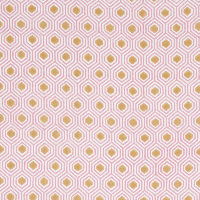 Schumacher Otis Hand Print Pink & Gold Fabric 180372