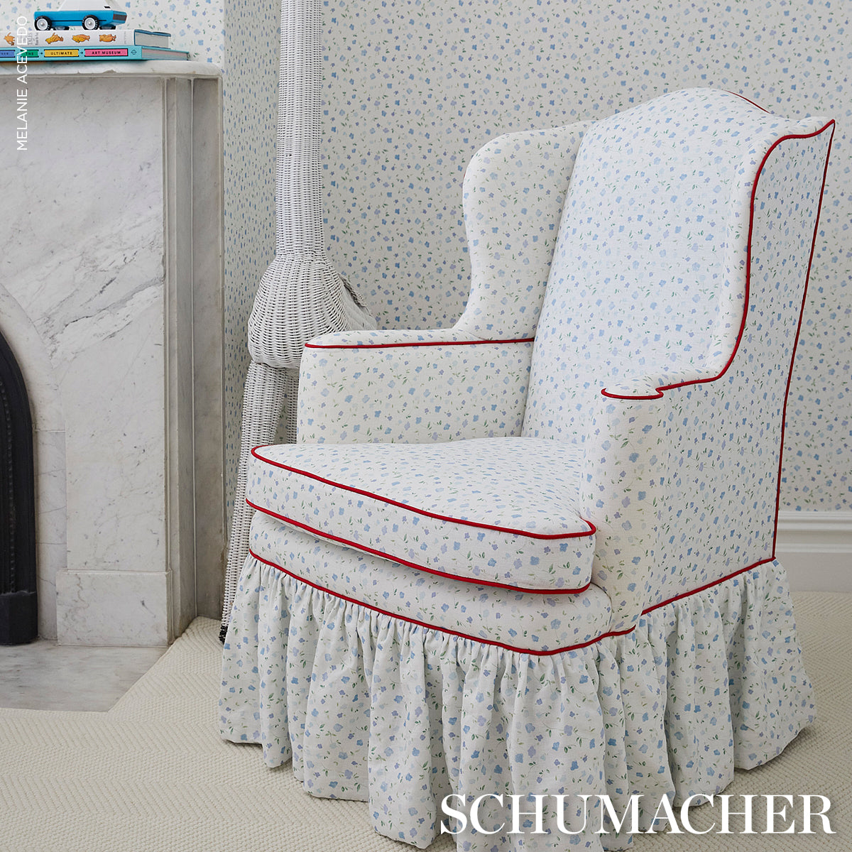 Schumacher Bloomwind Performance Linen Blue Fabric 180431