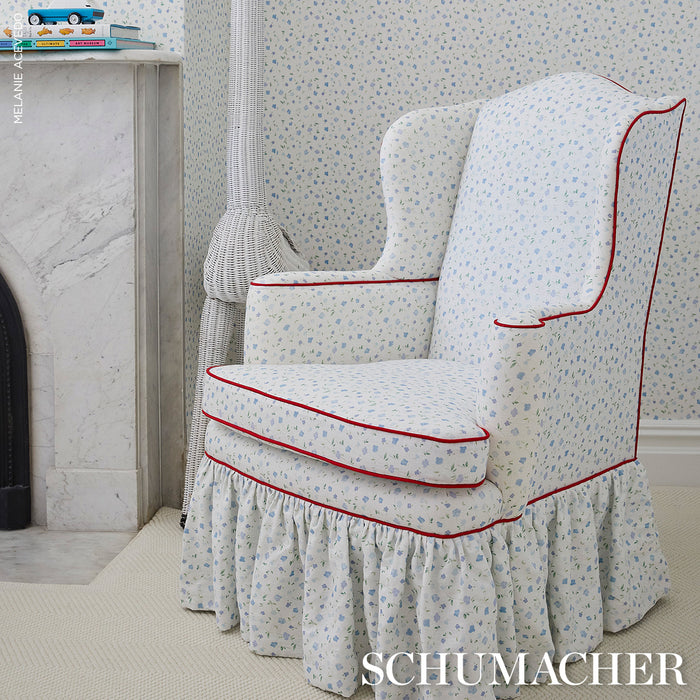 Schumacher Bloomwind Performance Linen Blue Fabric Sample 180431