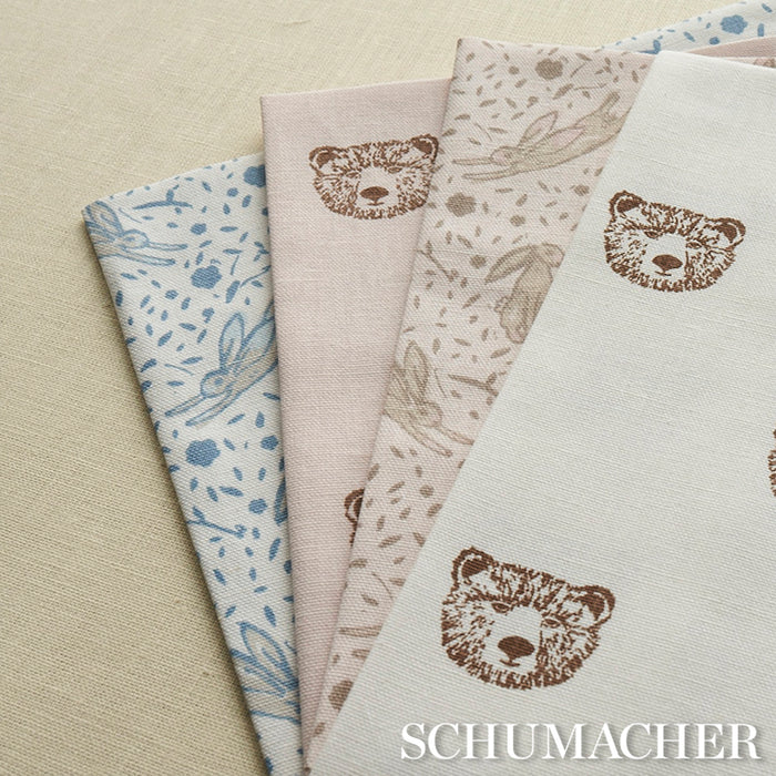 Schumacher Rabbit High Performance Print Blue Fabric Sample 180440