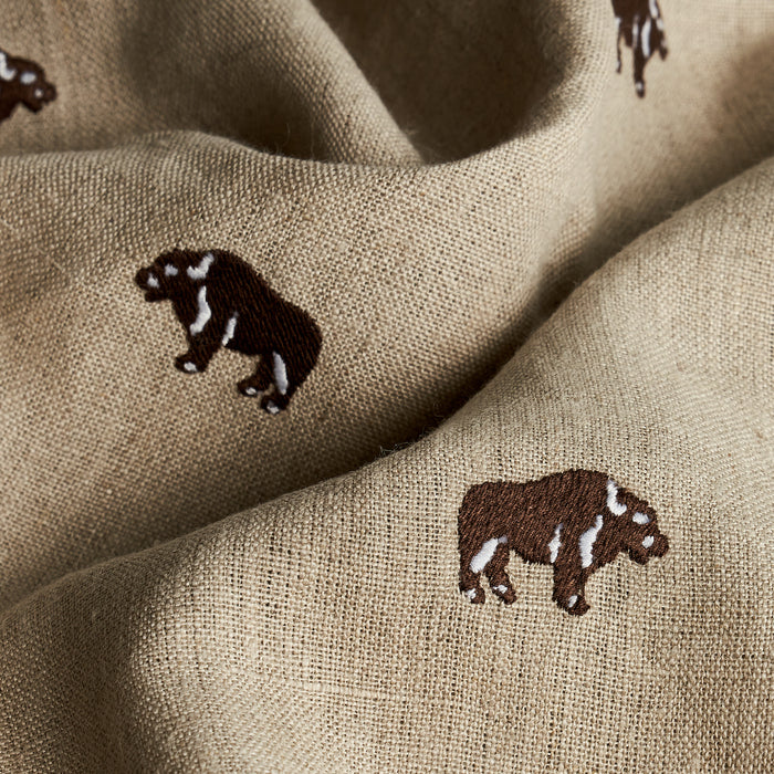 Schumacher Buffalo Embroidered Linen Natural Fabric 180450