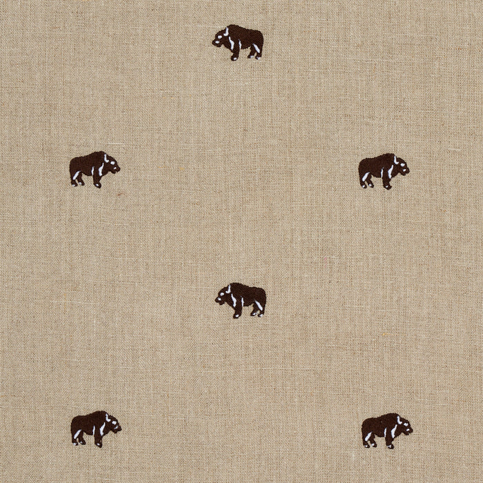 Schumacher Buffalo Embroidered Linen Natural Fabric Sample 180450