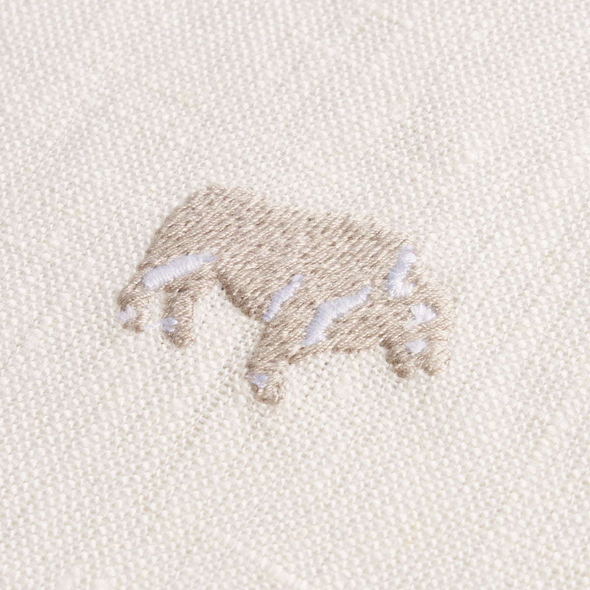 Schumacher Buffalo Embroidered Linen Ivory Fabric 180451