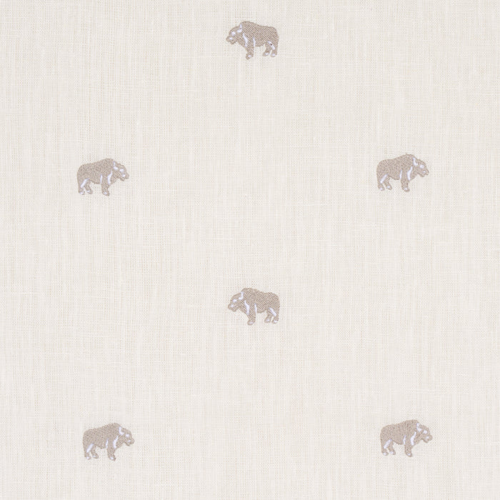 Schumacher Buffalo Embroidered Linen Ivory Fabric Sample 180451