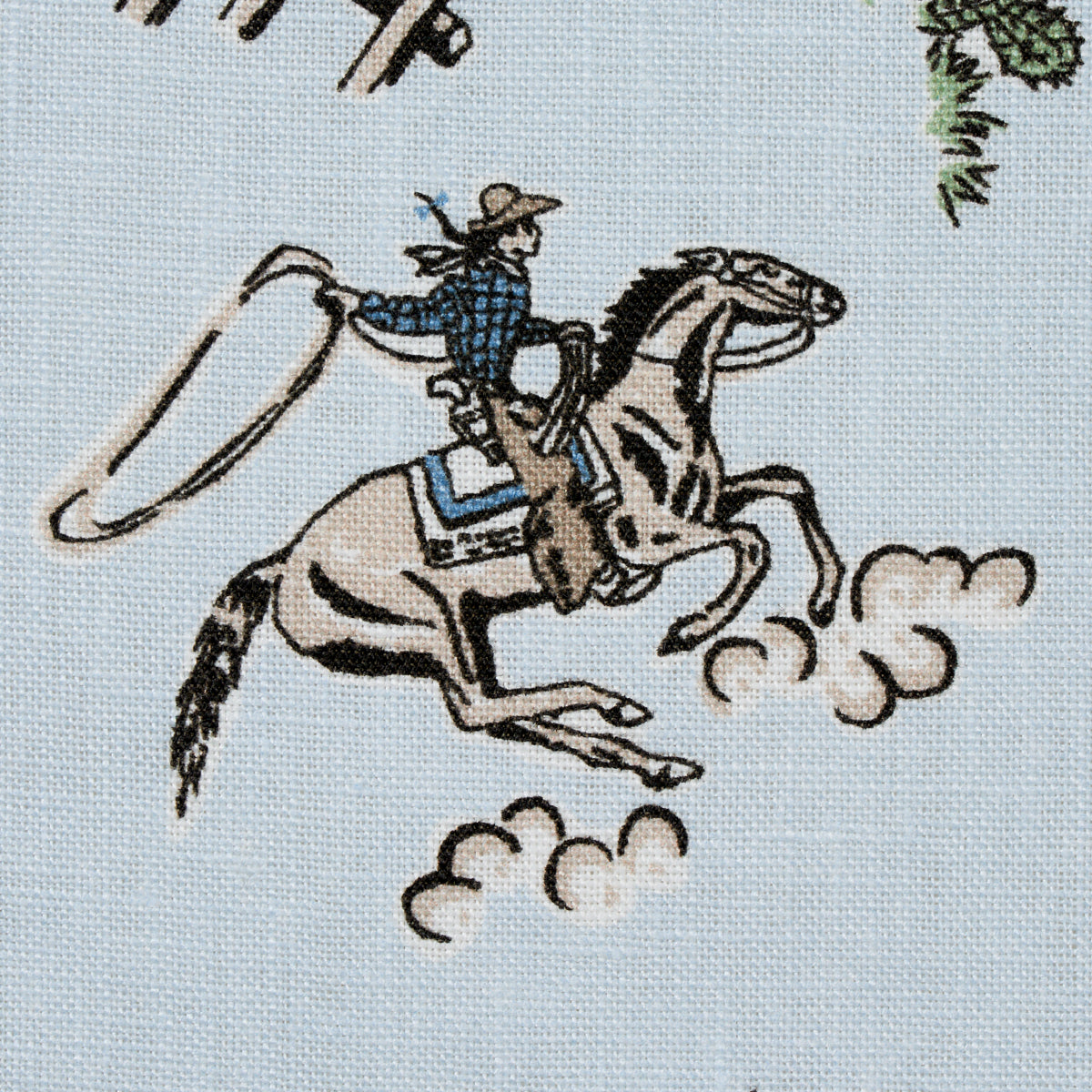 Schumacher Wild West Performance Linen Blue Fabric 180461