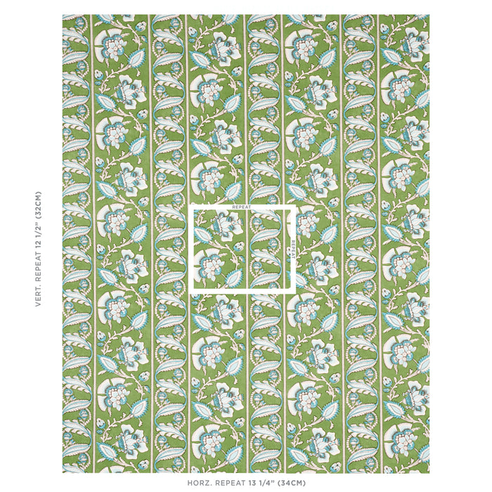 Schumacher Marielle Vine Green & Peacock Fabric 180531