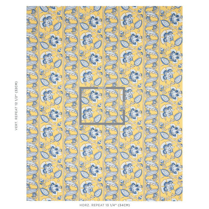 Schumacher Marielle Vine Yellow & Delft Fabric 180532