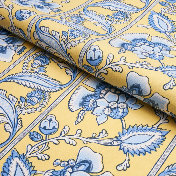 Schumacher Marielle Vine Yellow & Delft Fabric 180532