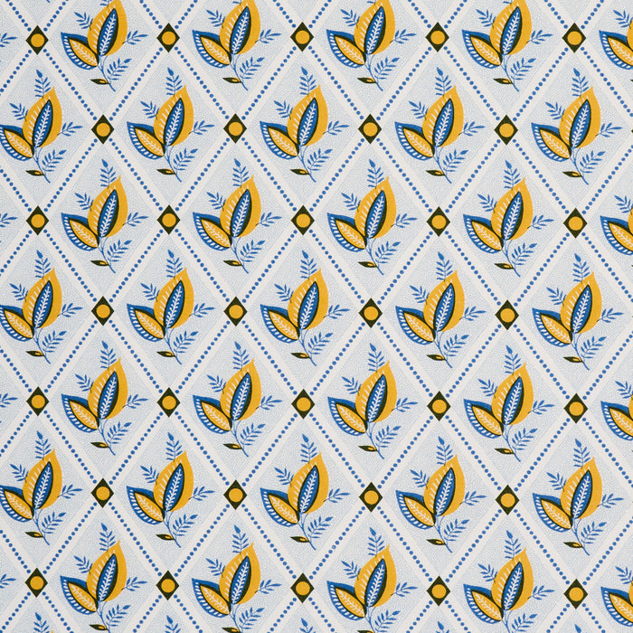 Schumacher Basile Trellis Yellow & Blue Fabric 180572