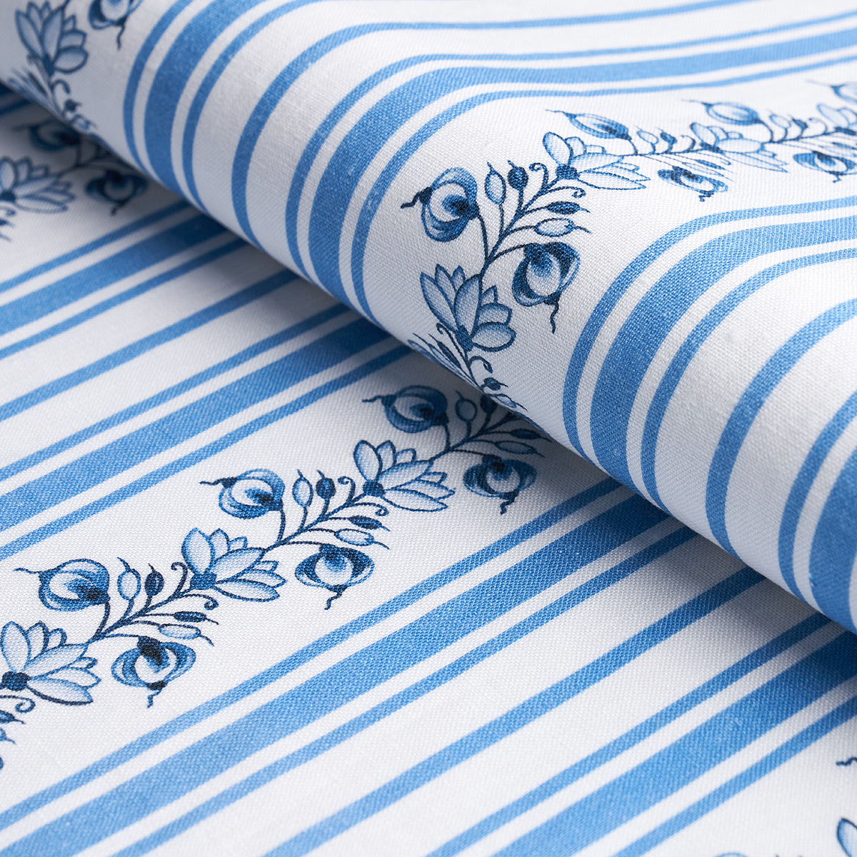 Schumacher Delft Stripe Cornflower Blue Fabric 180660