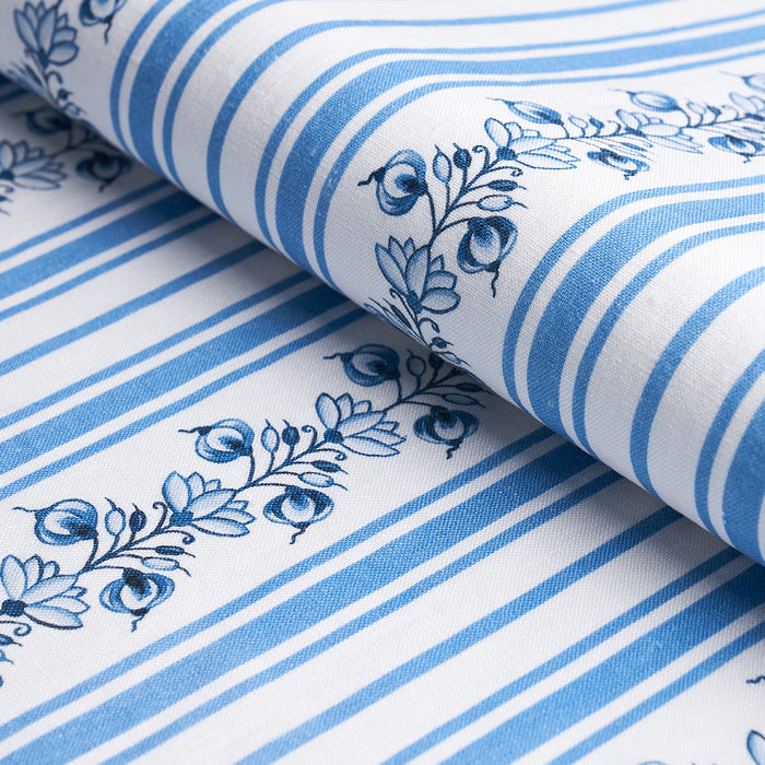 Schumacher Delft Stripe Cornflower Blue Fabric Sample 180660