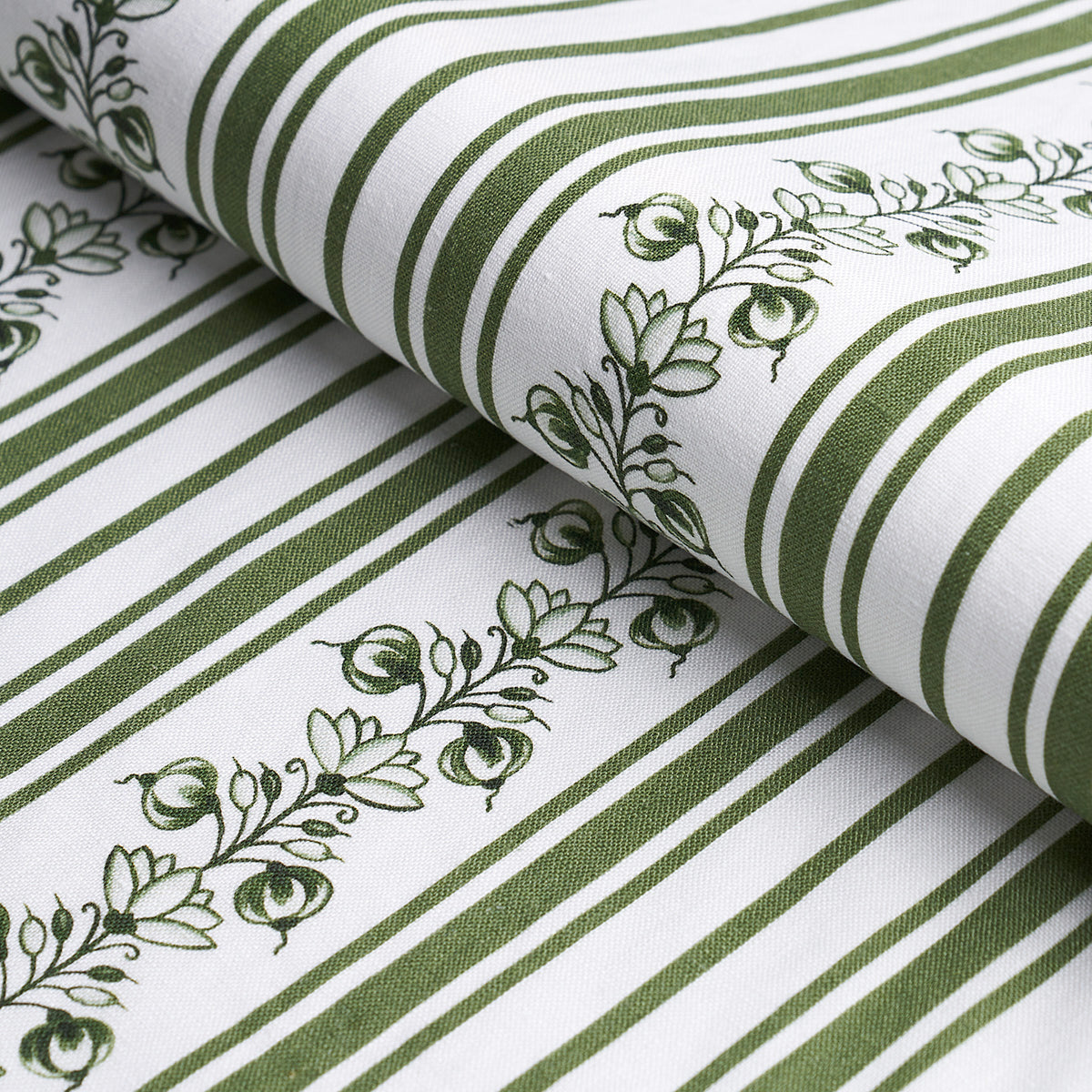 Schumacher Delft Stripe Green Fabric 180661