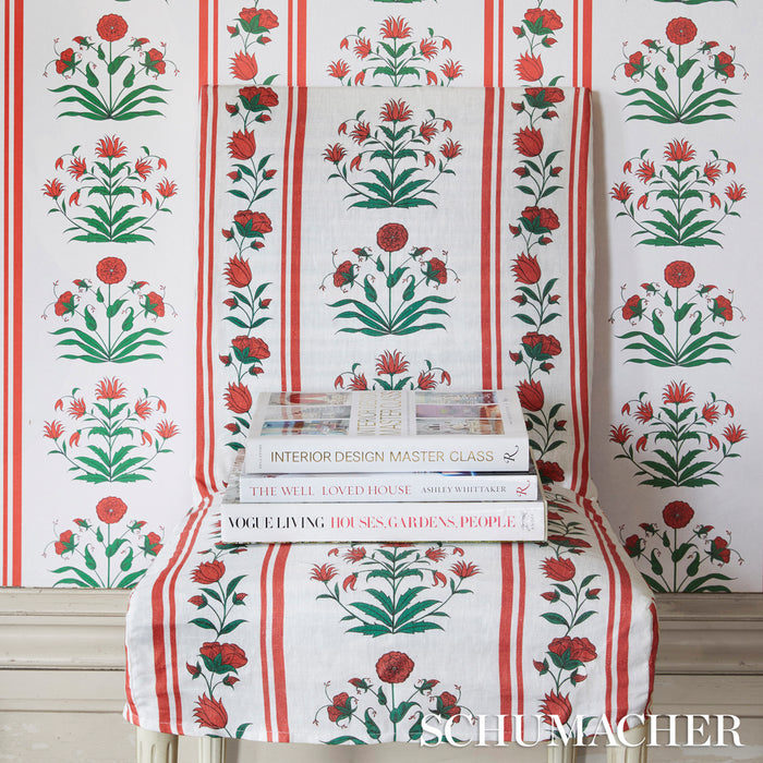 Schumacher Royal Poppy Stripe Red Fabric 180671