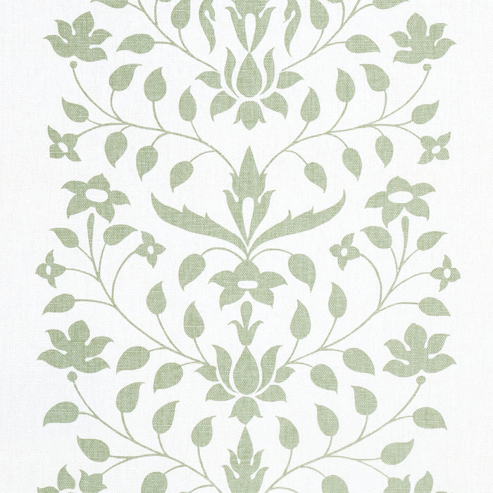 Schumacher Jaipur Mughal Flower Green Fabric Sample 180680