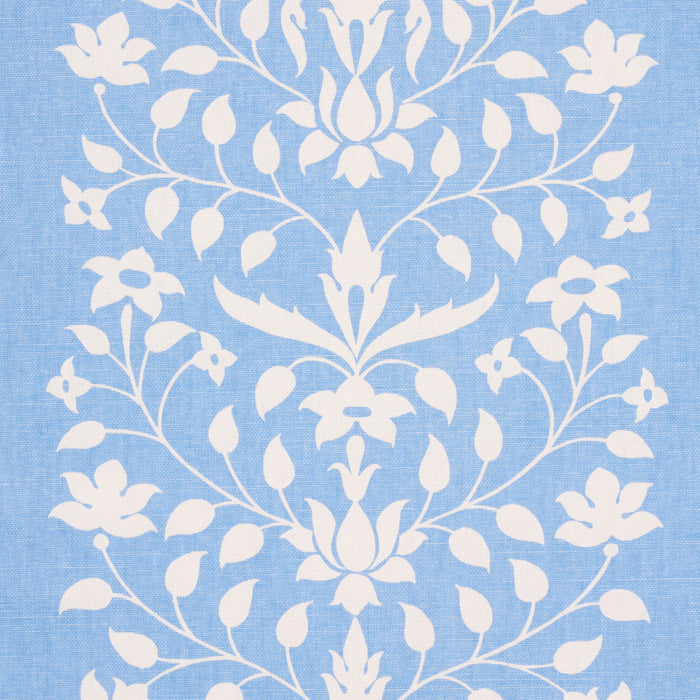 Schumacher Jaipur Mughal Flower Cornflower Blue Fabric Sample 180681