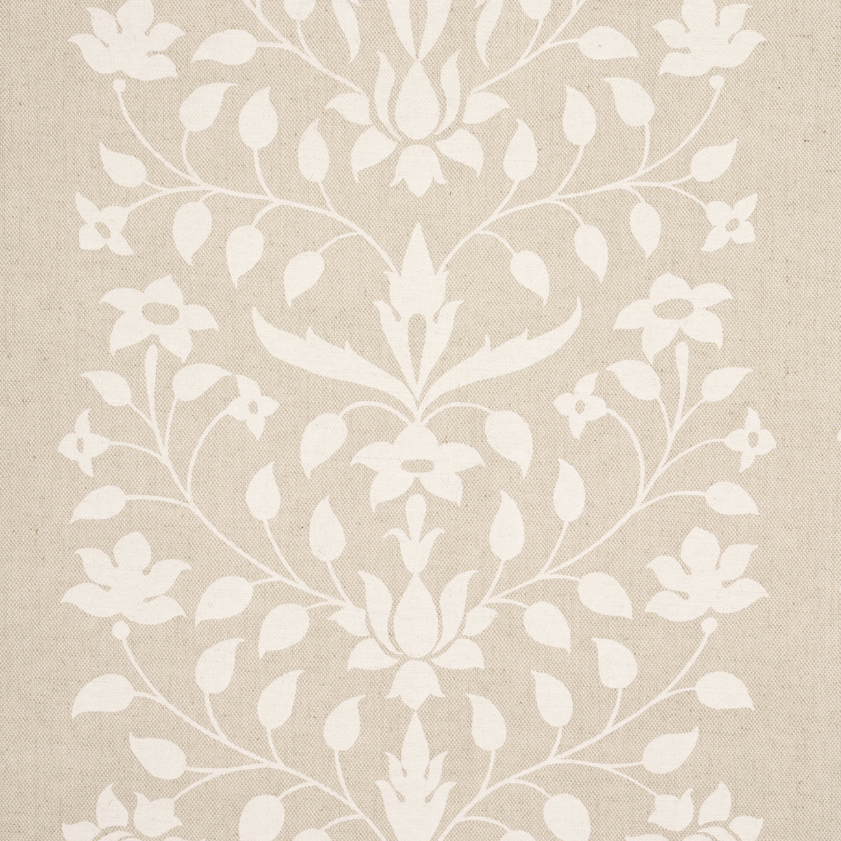 Schumacher Jaipur Mughal Flower Ivory On Natural Fabric 180682