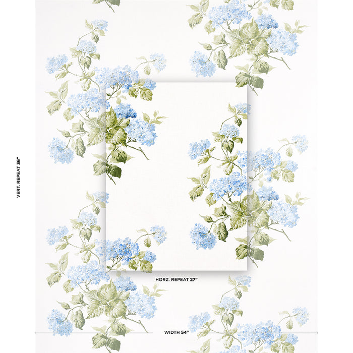 Schumacher Summer Hydrangea Blue Hydrangea Fabric 180822