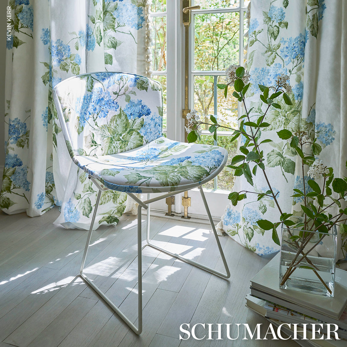 Schumacher Summer Hydrangea Blue Hydrangea Fabric 180822