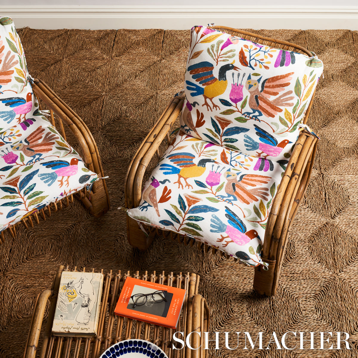 Schumacher Canopy Multi Birds Fabric Sample 180850