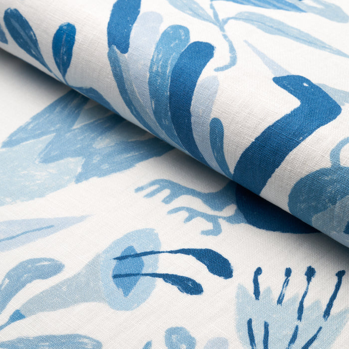 Schumacher Canopy Blue Birds Fabric 180851