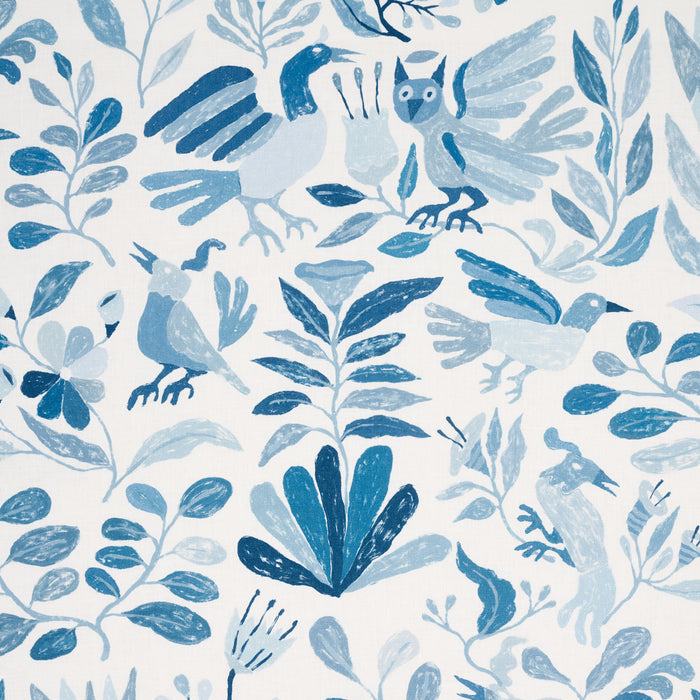 Schumacher Canopy Blue Birds Fabric Sample 180851