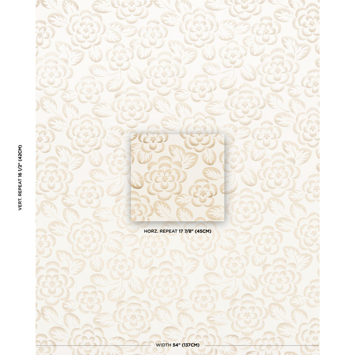 Schumacher Angelica Floral Champagne & Ivory Fabric Sample 180870