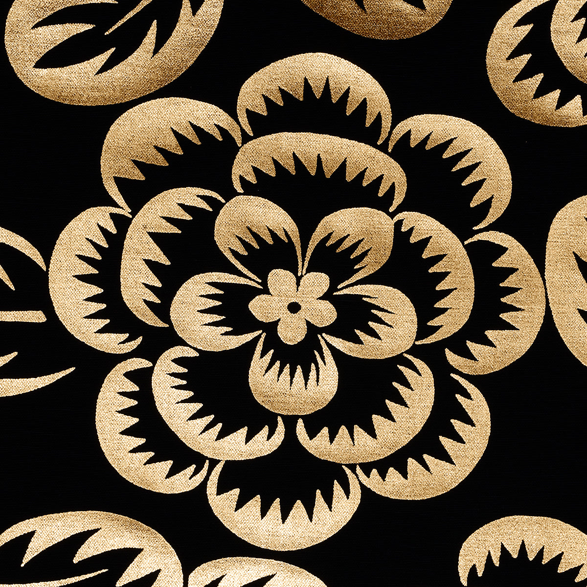 Schumacher Angelica Floral Gold & Noir Fabric 180871