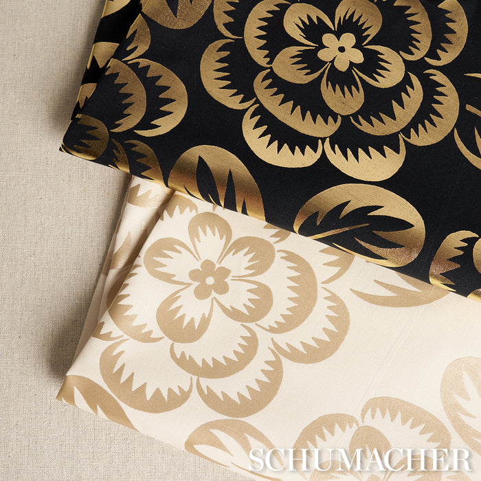 Schumacher Angelica Floral Gold & Noir Fabric 180871