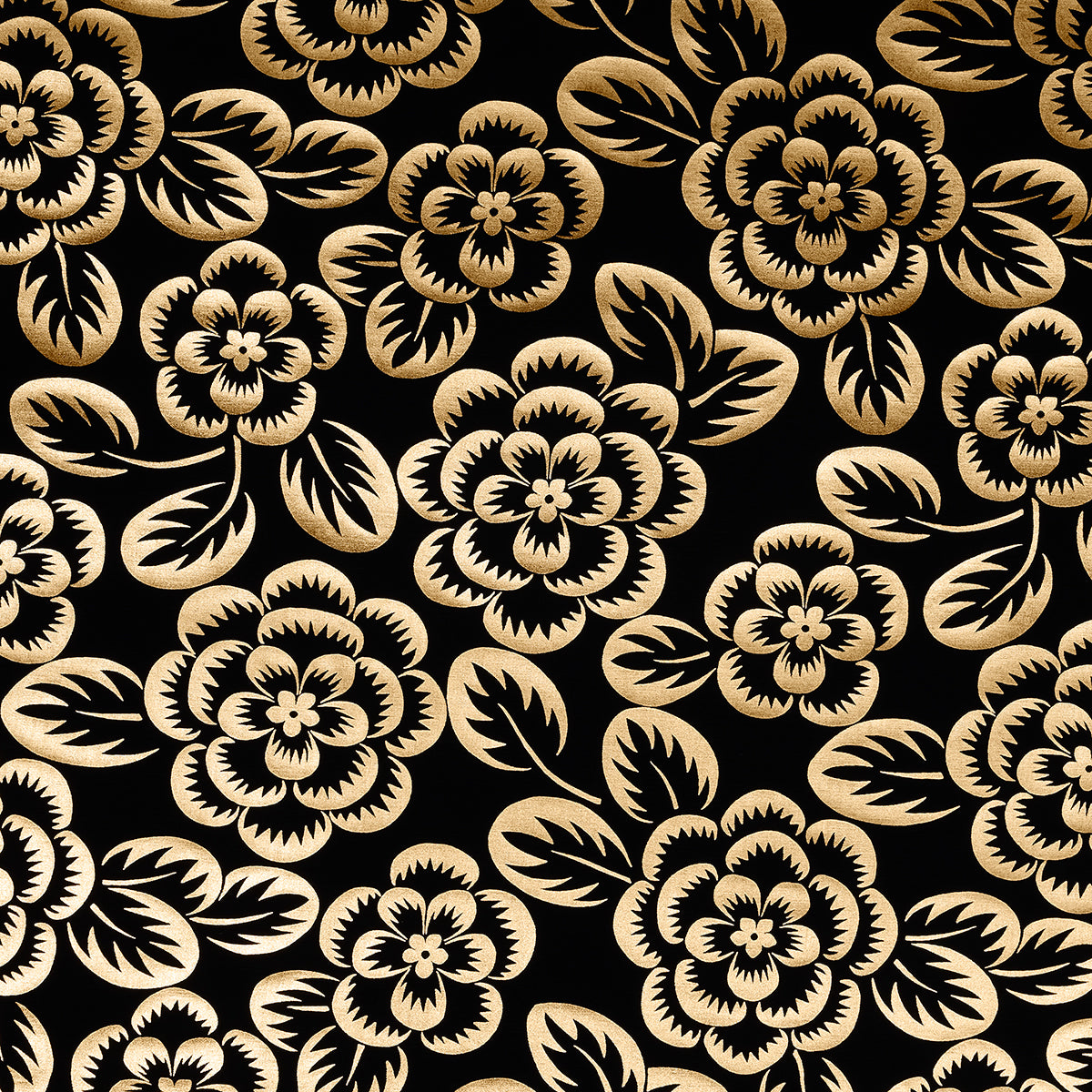 Schumacher Angelica Floral Gold & Noir Fabric 180871