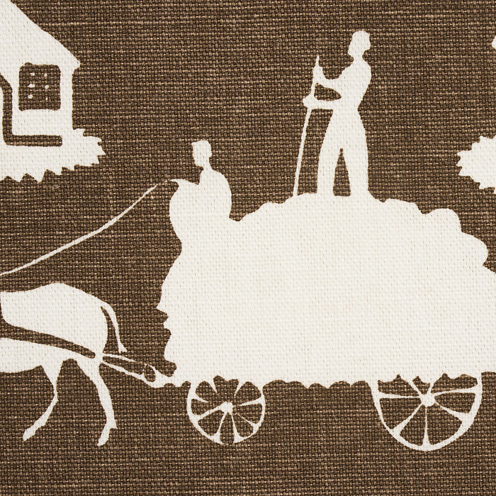 Schumacher Farm Scene Brown Fabric Sample 180881