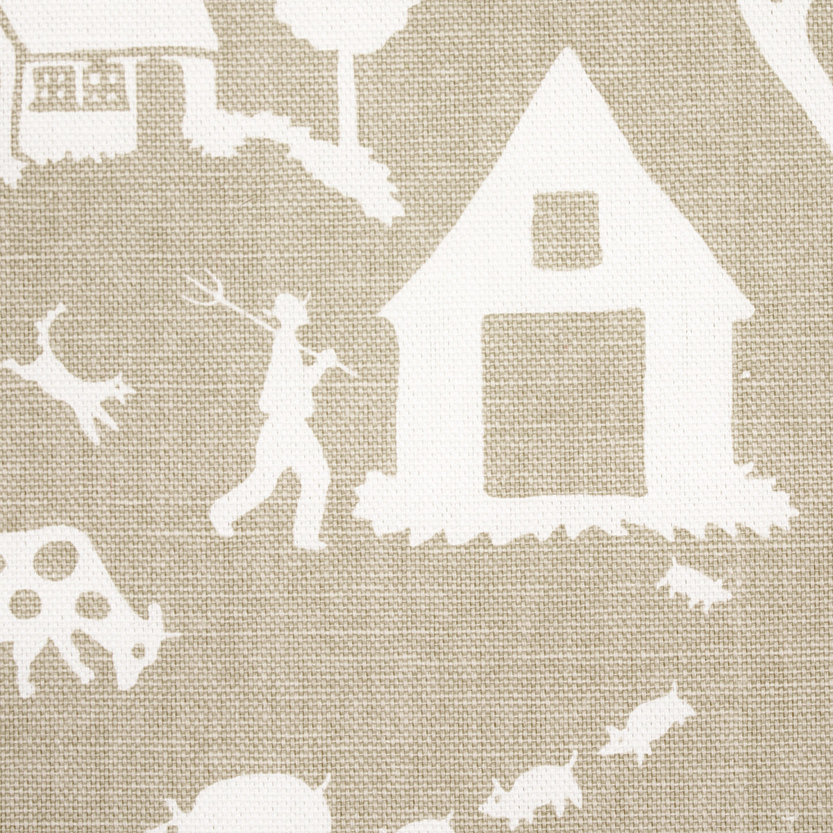 Schumacher Farm Scene Neutral Fabric 180882