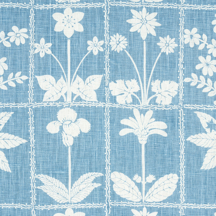 Schumacher Georgia Wildflowers Blue Fabric Sample 180892