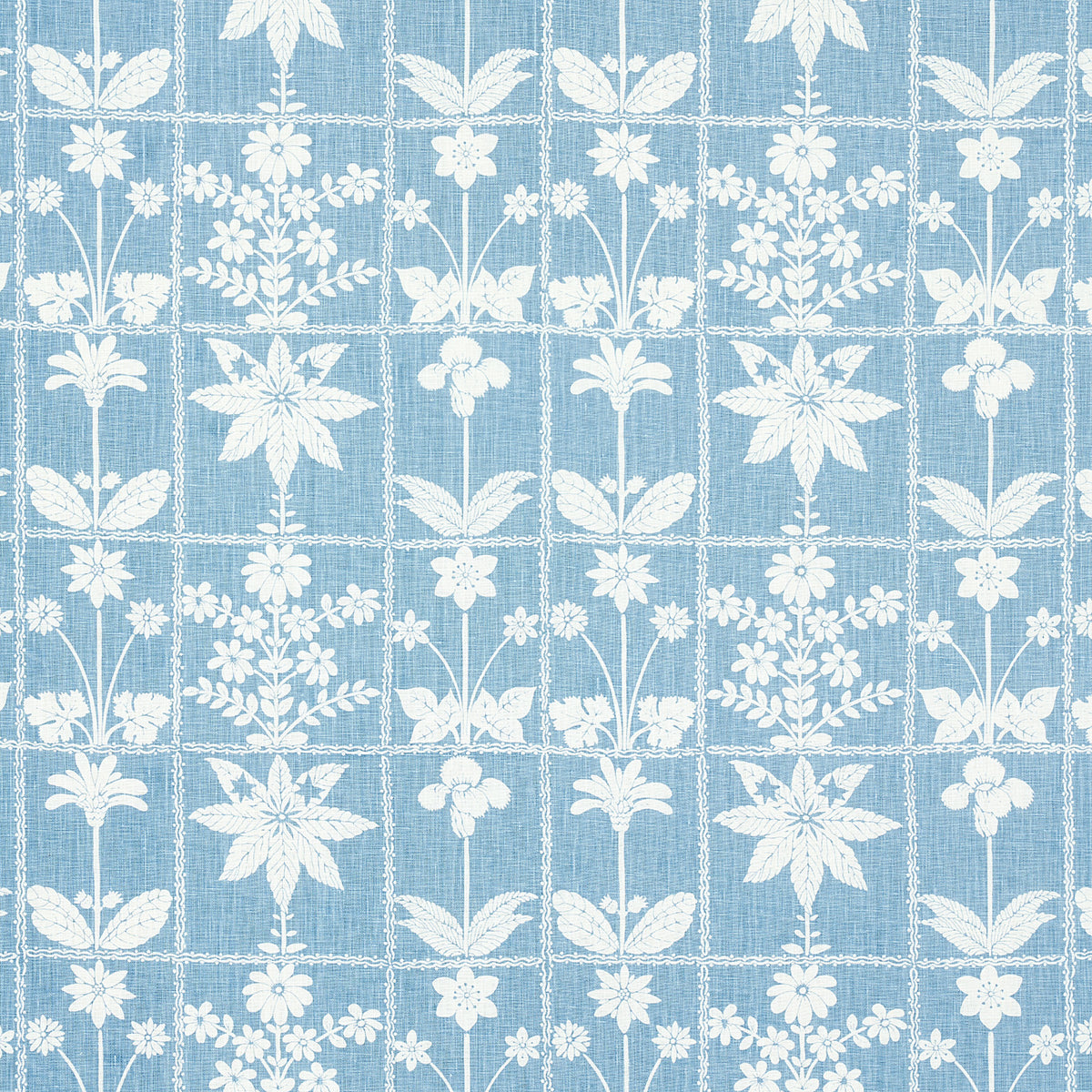 Schumacher Georgia Wildflowers Blue Fabric 180892