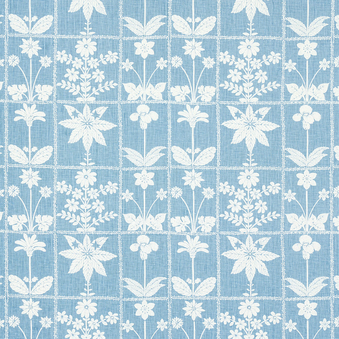 Schumacher Georgia Wildflowers Blue Fabric Sample 180892