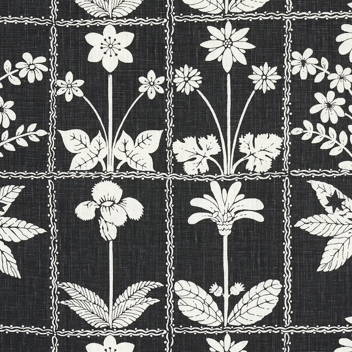 Schumacher Georgia Wildflowers Black Fabric Sample 180893