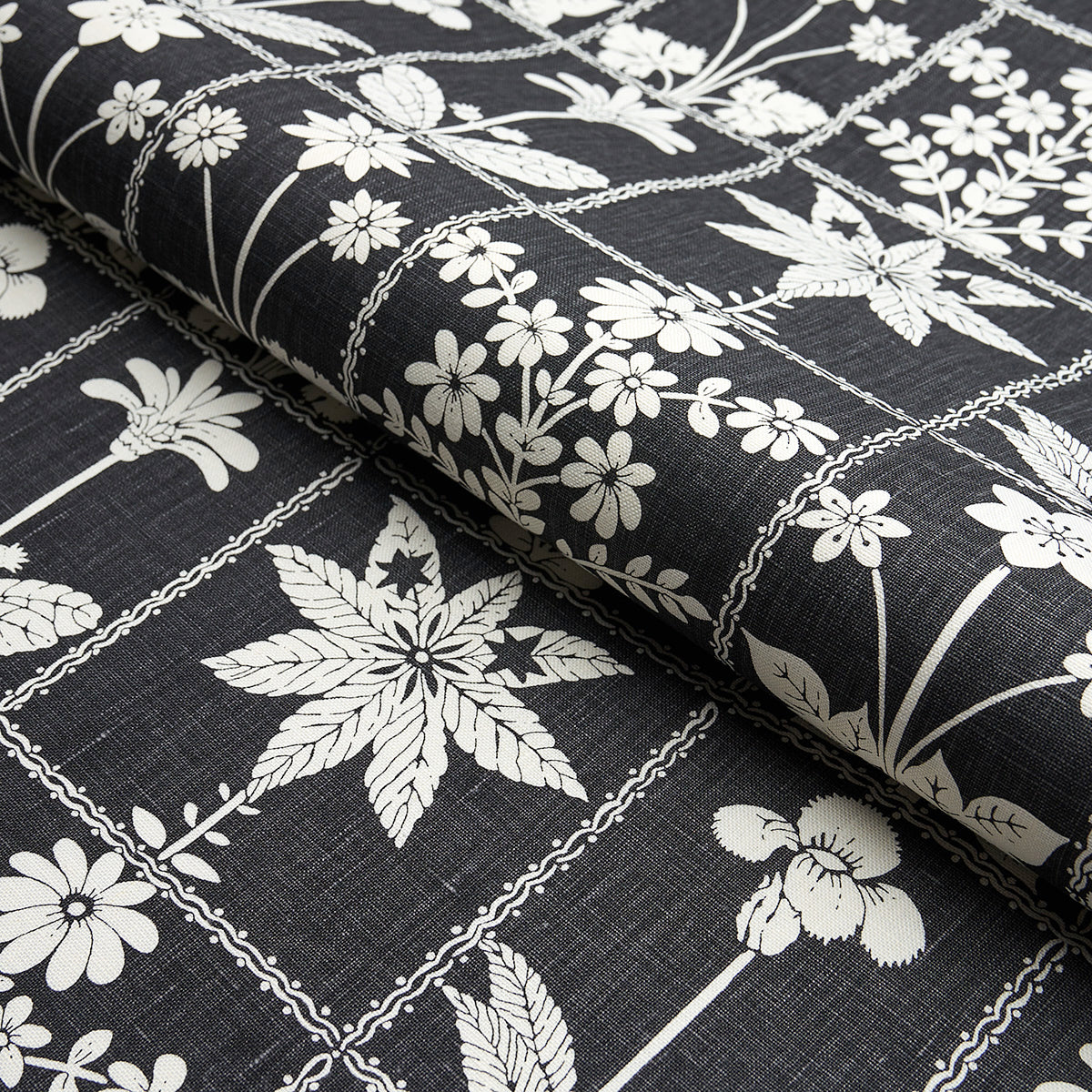 Schumacher Georgia Wildflowers Black Fabric 180893