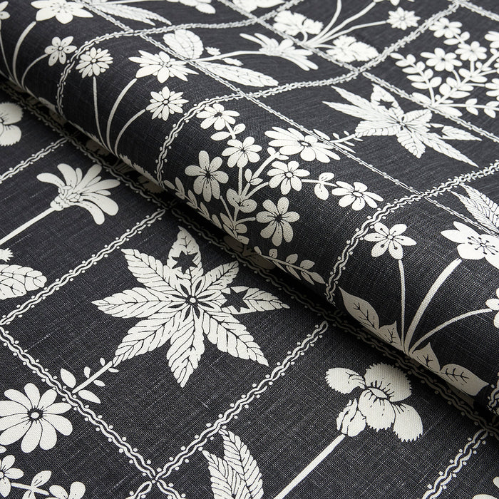 Schumacher Georgia Wildflowers Black Fabric Sample 180893